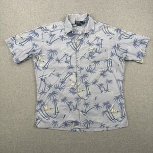 Vintage Polo Ralph Lauren Shirt Mens Medium Blue Floral Clayton Loop Collar Camp
